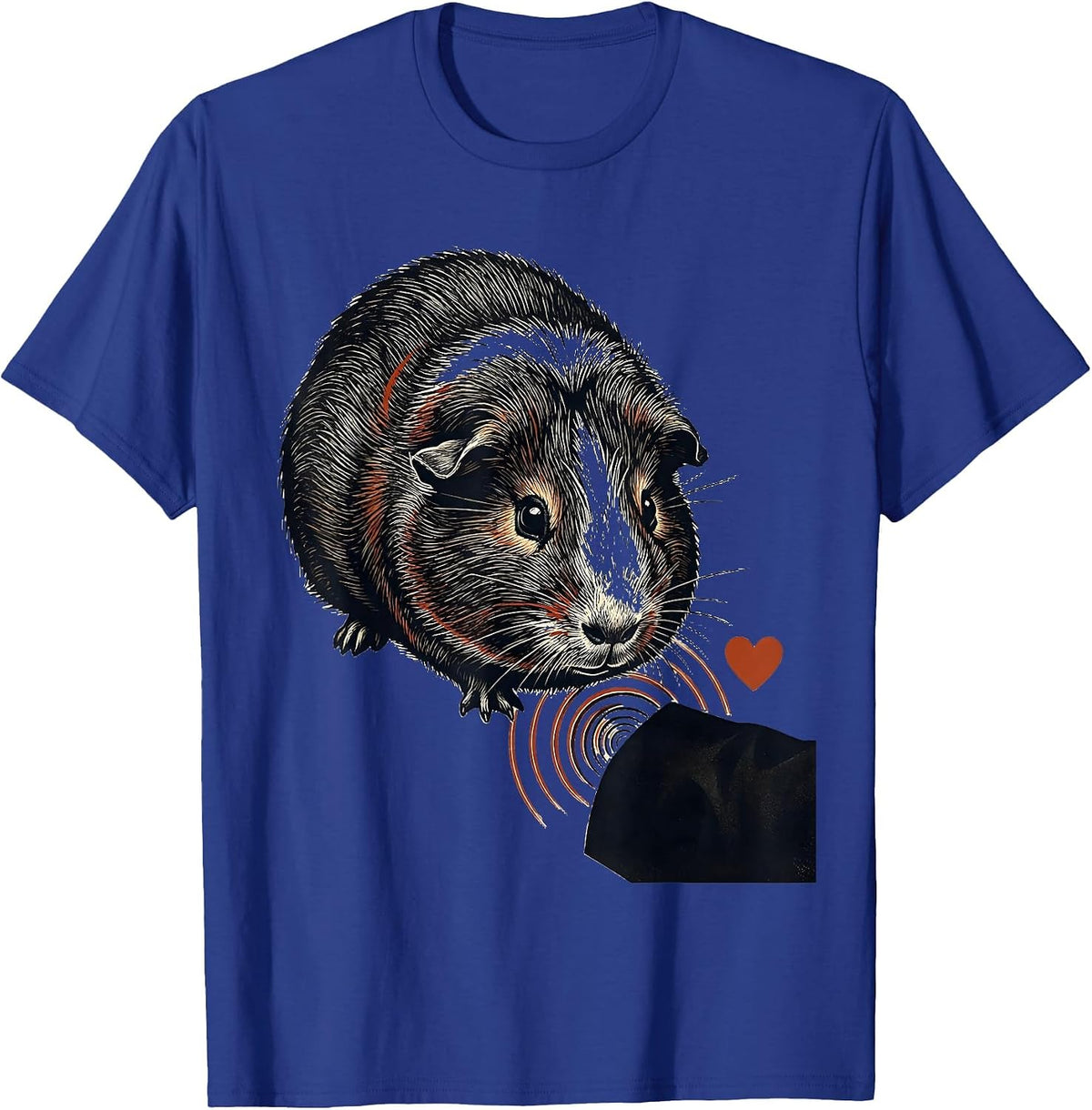Broad Guinea Pig Linocut Pet Lover Humor T-Shirt - Royal Blue