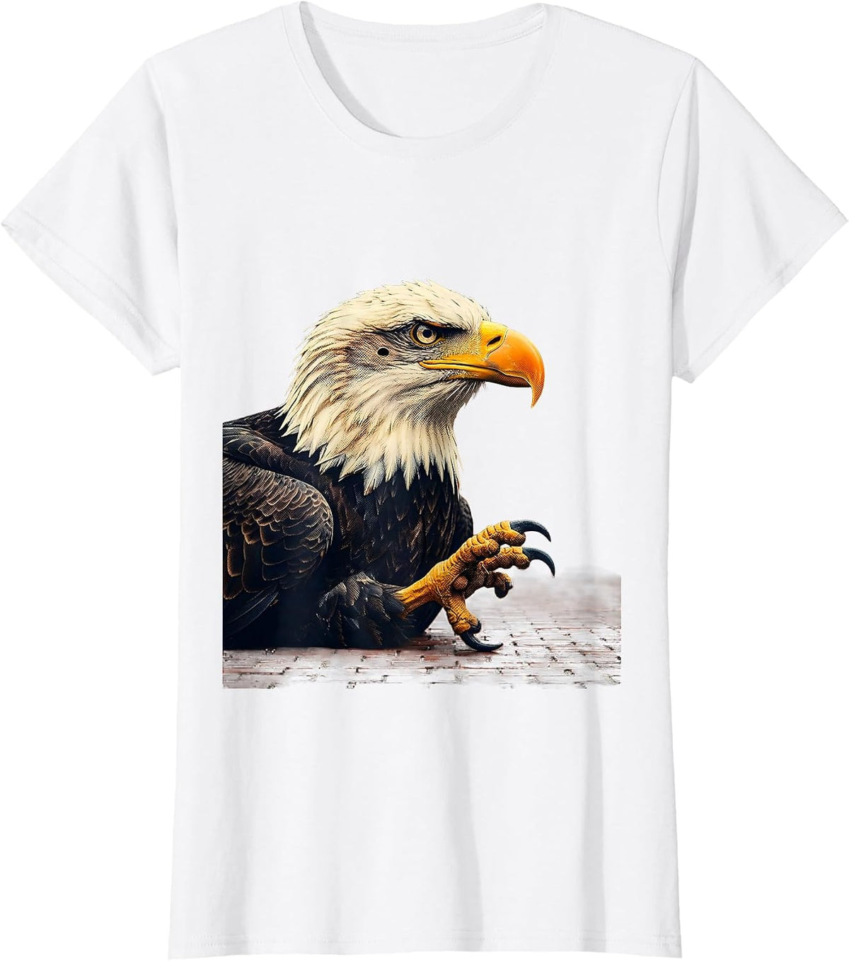 Bald Eagle Minimalist Retro Patriotic Novelty T-Shirt - White
