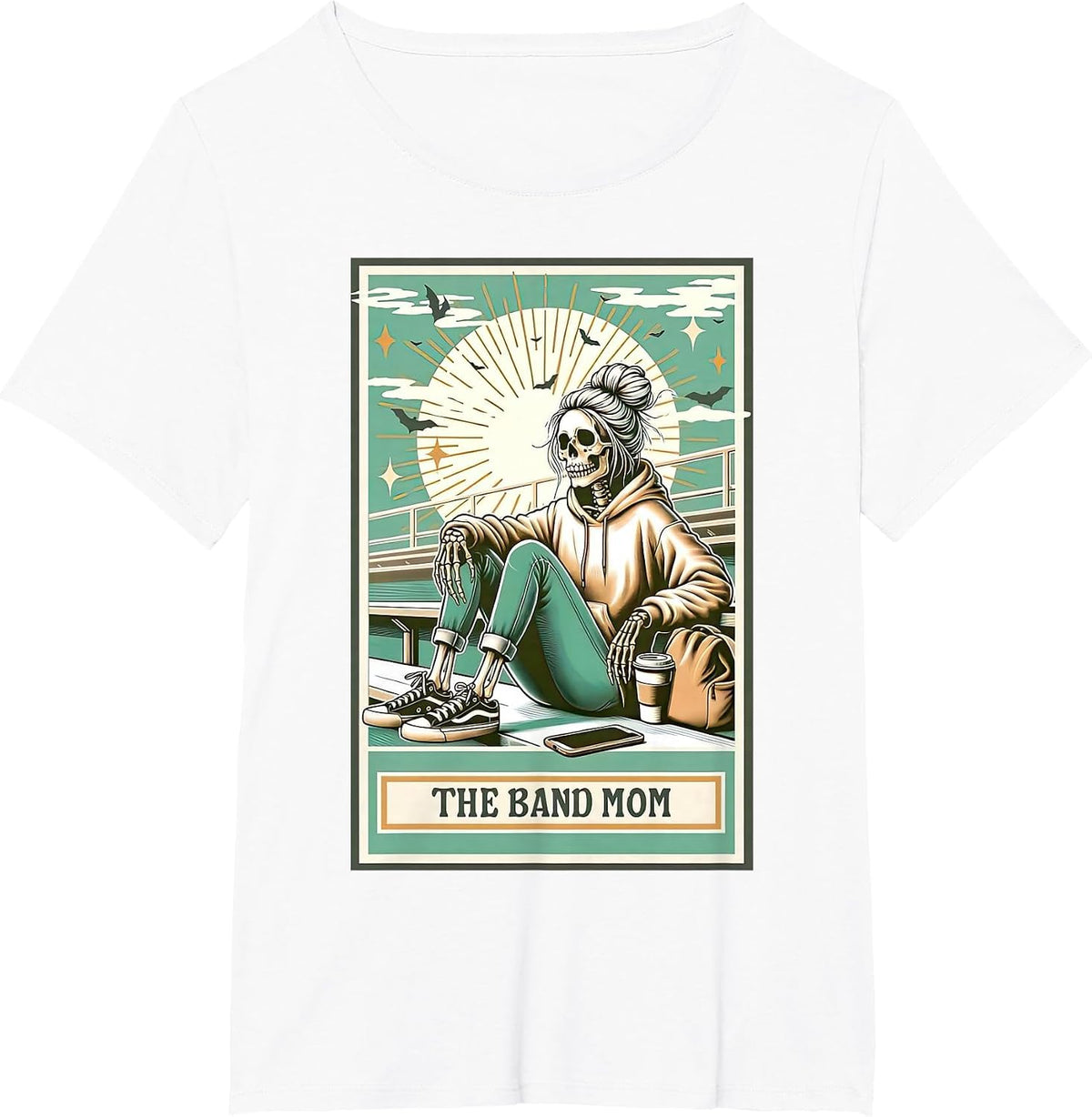 Band Mom Skeleton Tarot Card Proud Musical Marching Band T-Shirt - White