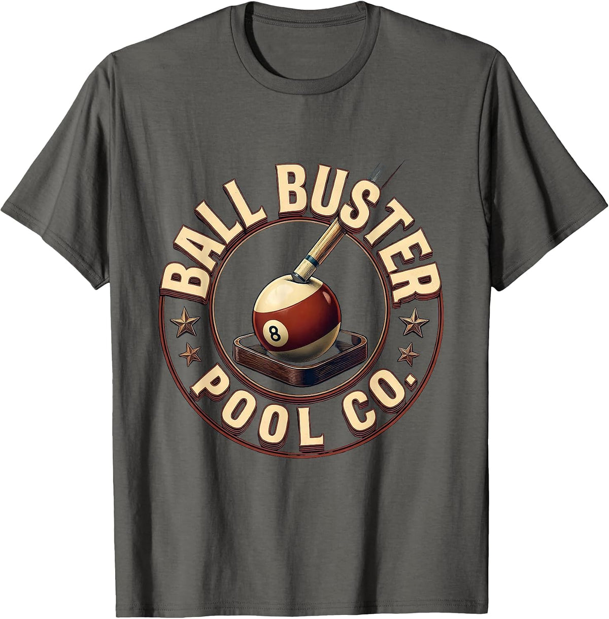 Sealed Cue Ball Humor Pool Player Billiards T-Shirt - Asphalt Grey