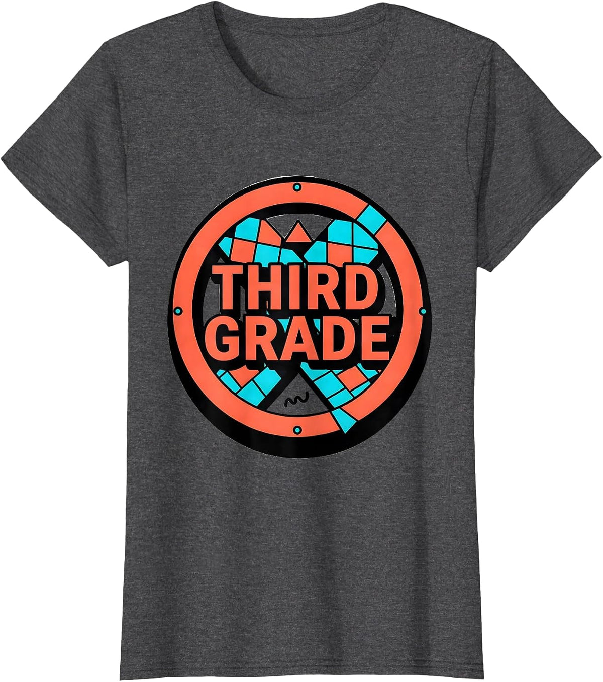 Women's Third Grade Memphis Postmodern Retro Girl Teacher Back T-Shirt - Dark Heather Grey