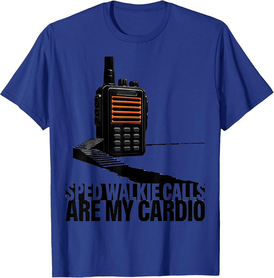 SPED Walkie Calls Are My Cardio Brutalist Graphic Special Ed T-Shirt - Royal Blue