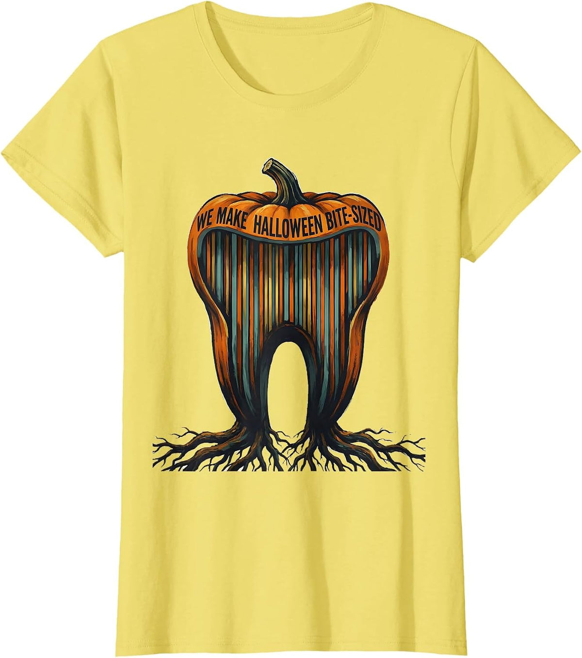We Make Halloween Bite-Sized Funny Dental Squad Halloween T-Shirt - Lemon Yellow