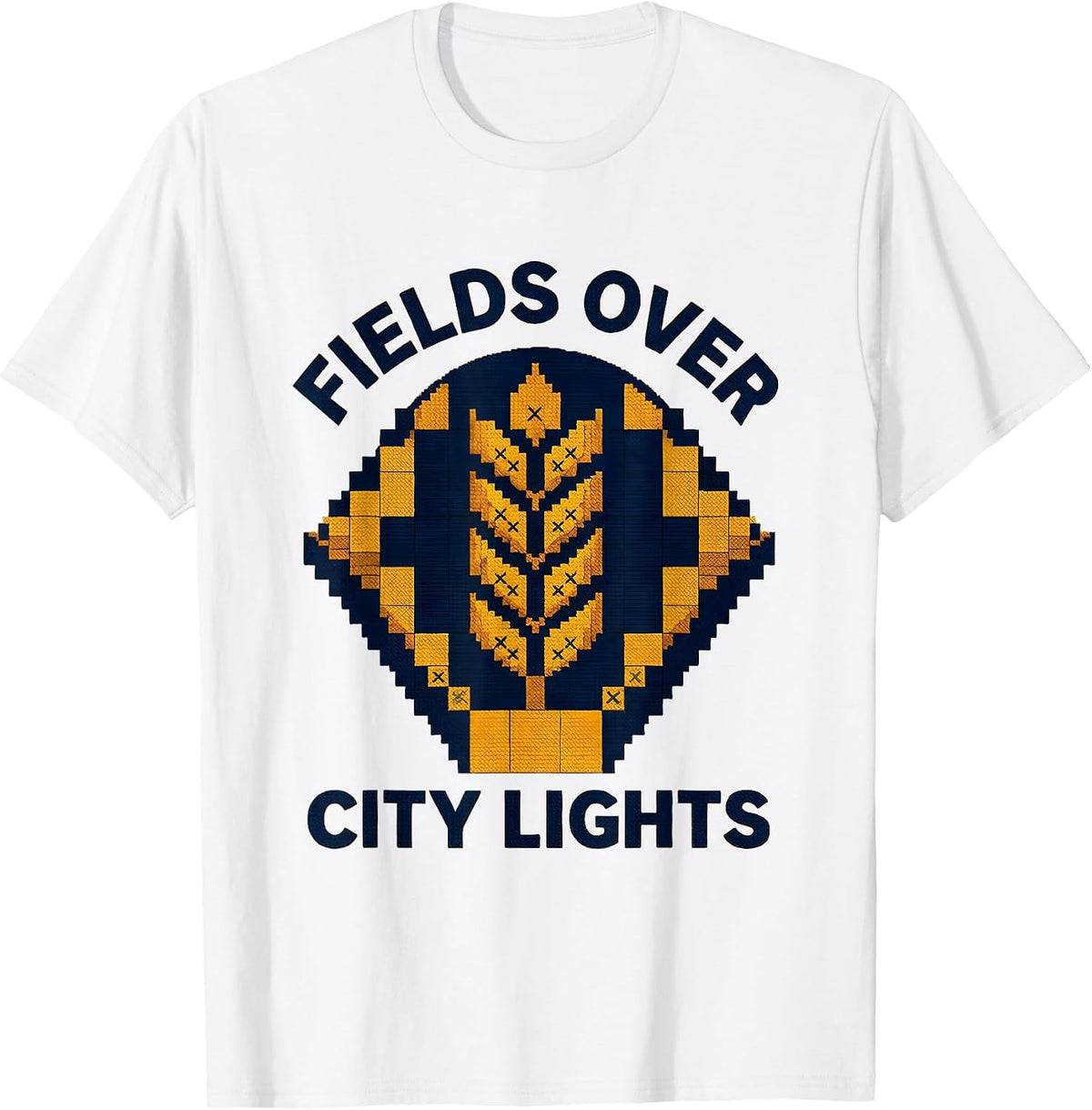 Men's Fields Over City Lights Country Life Design T-Shirt - White