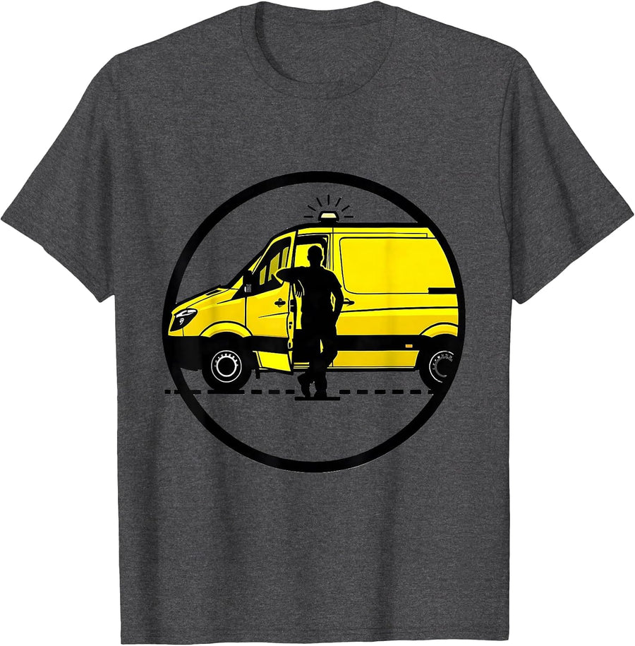 Men's EMS Mannequin Stencil Calm Dark Humor Paramedic Gift T-Shirt - Dark Heather Grey