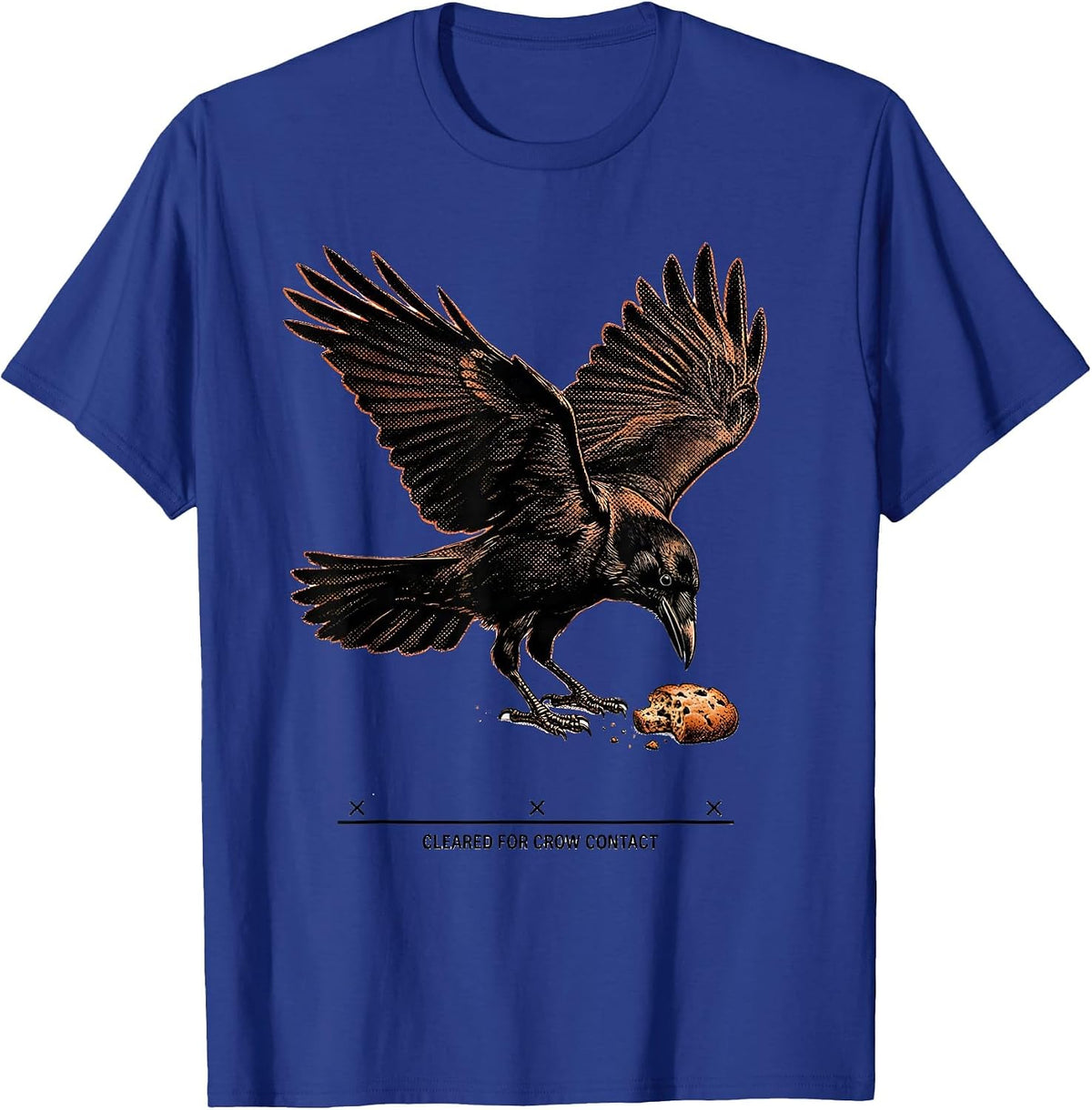 Men's Cleared For Crow Contact Gothic Bird Pun Humor T-Shirt - Royal Blue
