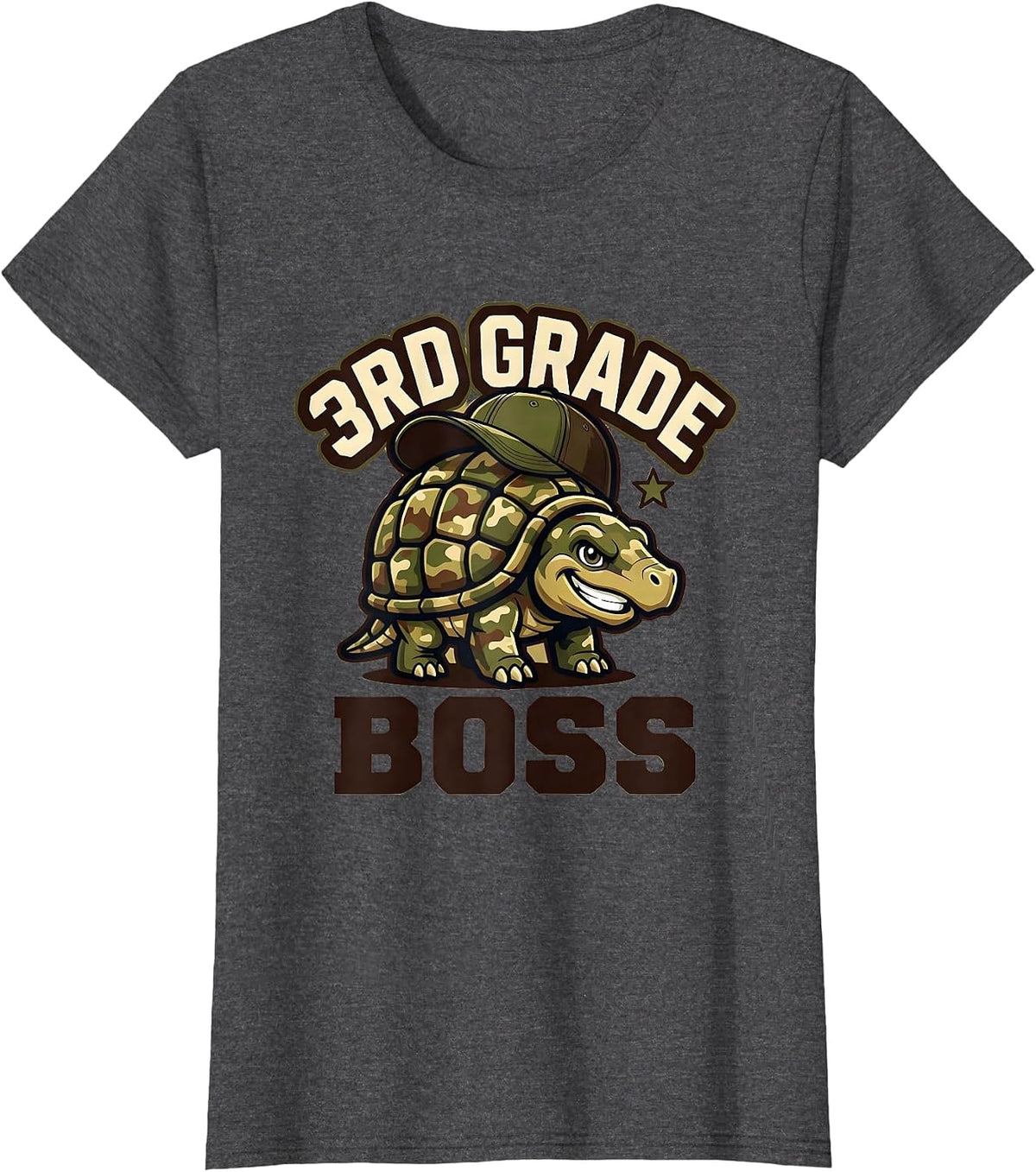 Women's 3rd Grade Boss Camo Third Grade Back To School Boys T-Shirt - Dark Heather Grey