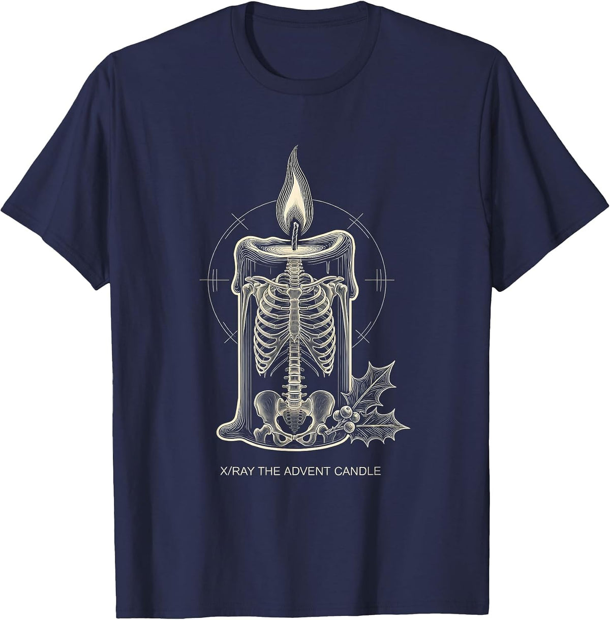 X-Ray The Advent Candle Funny Radiology Tech Christmas Humor T-Shirt - Navy Blue