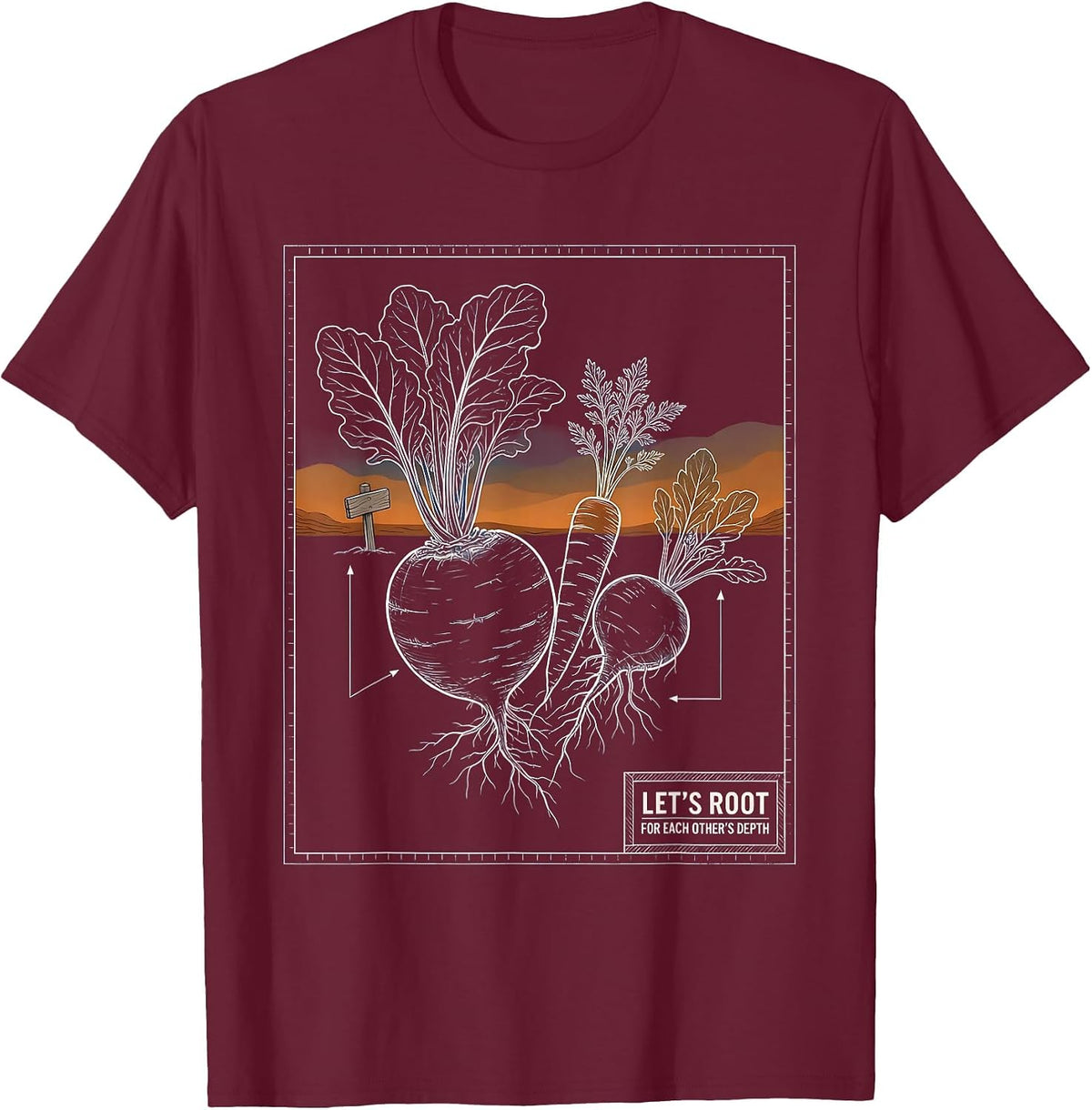 Let's Root For Each Other's Depth Gardeners Plant T-Shirt - Burgundy