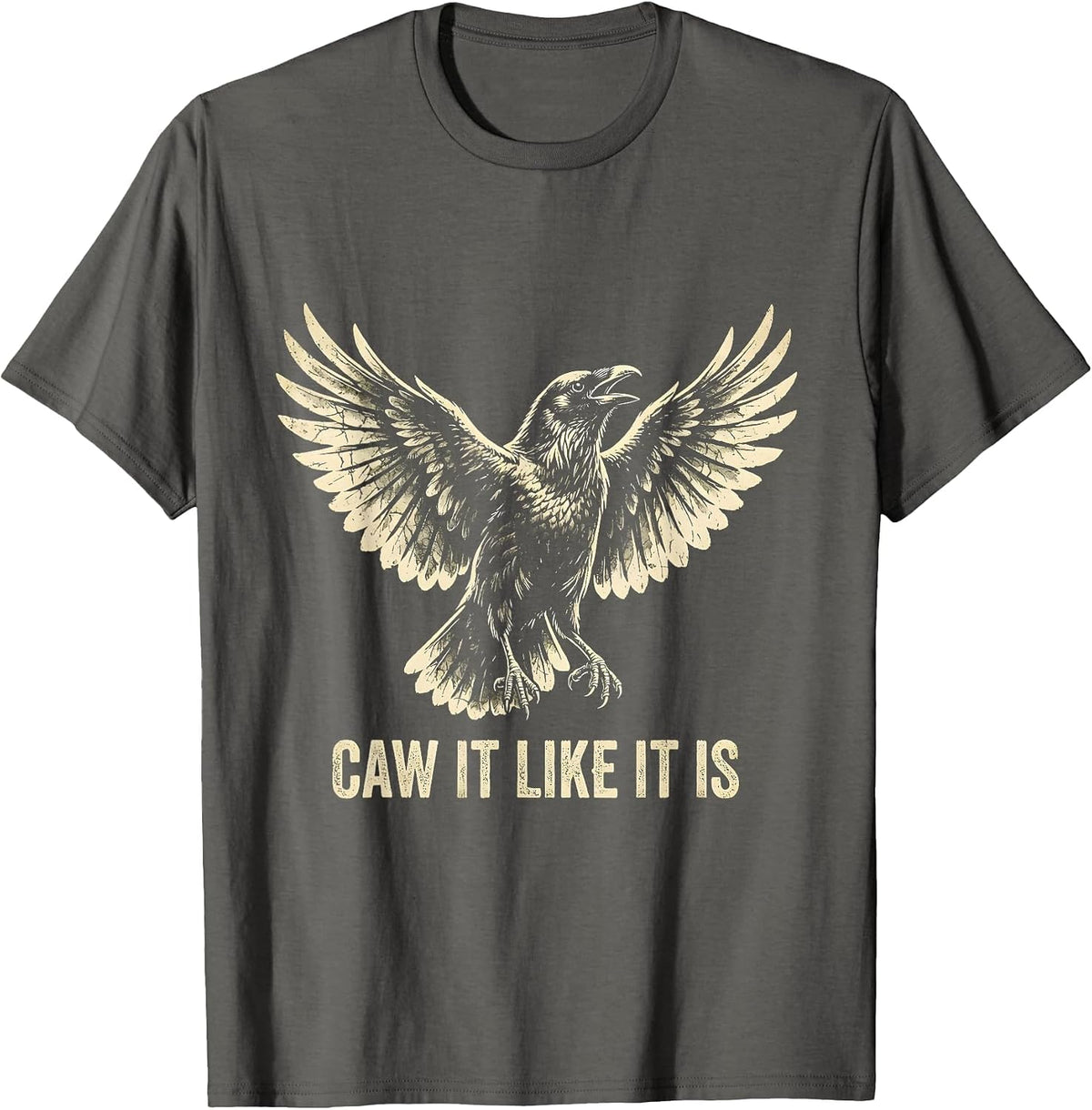 Men's Caw It Like It Is Funny Crow Design T-Shirt - Asphalt Grey
