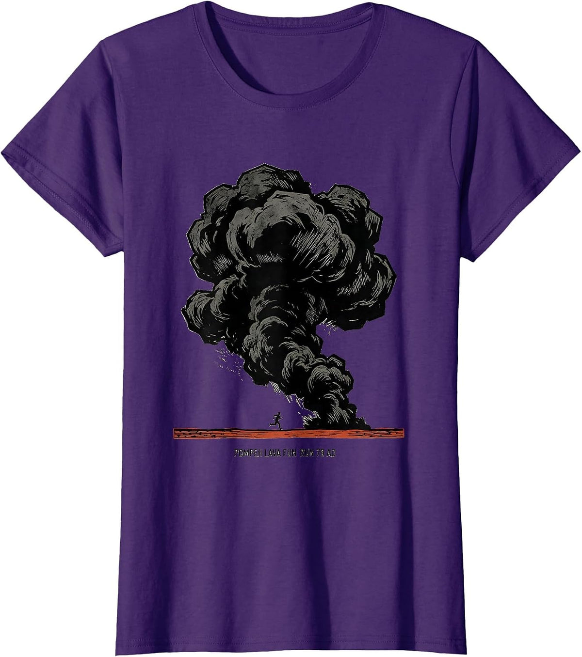 Women's Pompeii Lava Fun Run 79 AD Funny Volcano History Geography T-Shirt - Purple