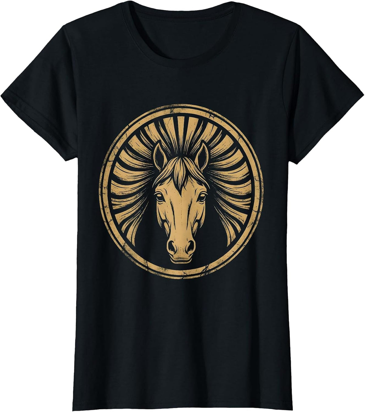 Women's Wild Horse Flowing Mane in the Wind Graphic T-Shirt - Black