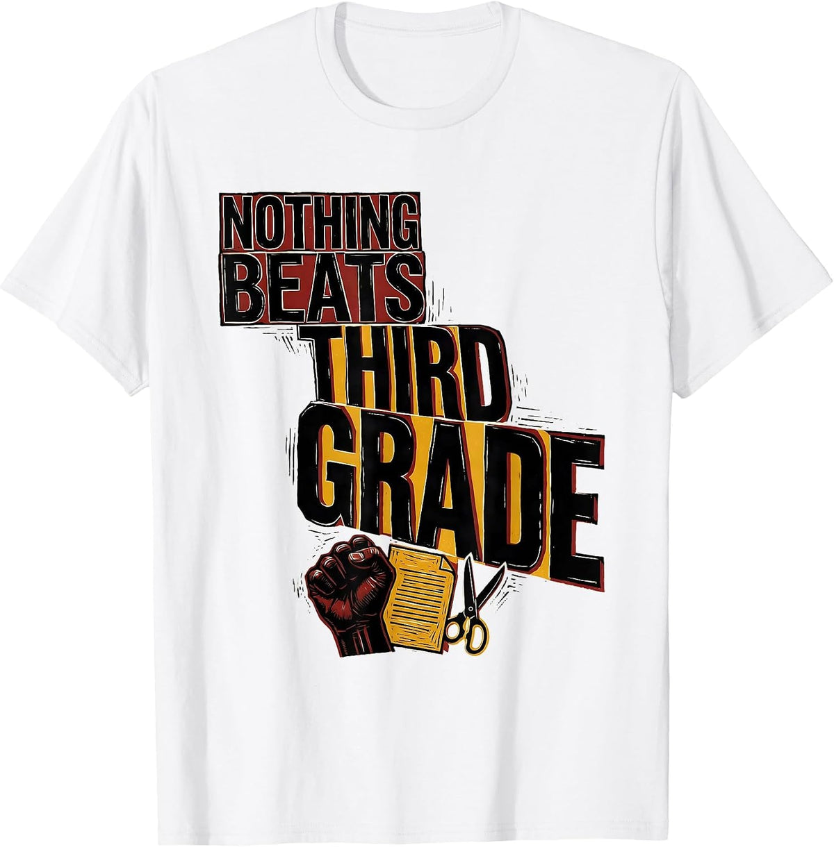 Men's Nothing Beats Third Grade Funny Team Third Grade Back T-Shirt - White