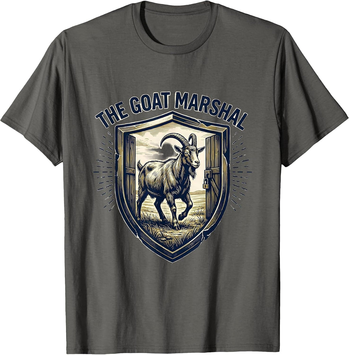 Men's The Goat Marshal Funny Goat Farmer Rancher Gift T-Shirt - Asphalt Grey