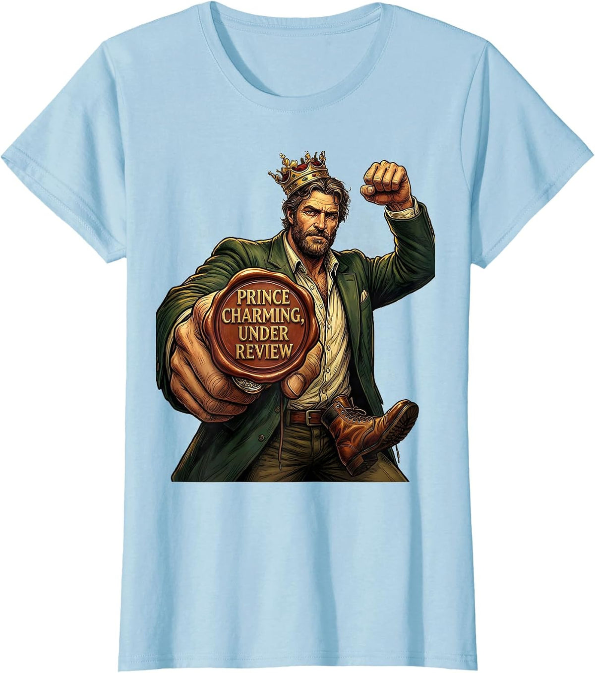 Prince Charming Under Review Funny Fairy Tale Romance T-Shirt - Baby Blue