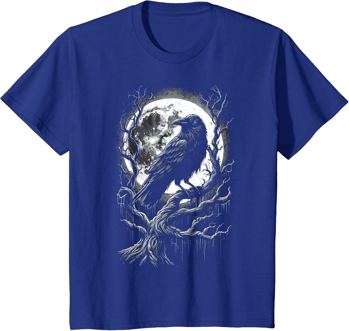 Black Crow Raven Bird T-Shirt - Royal Blue