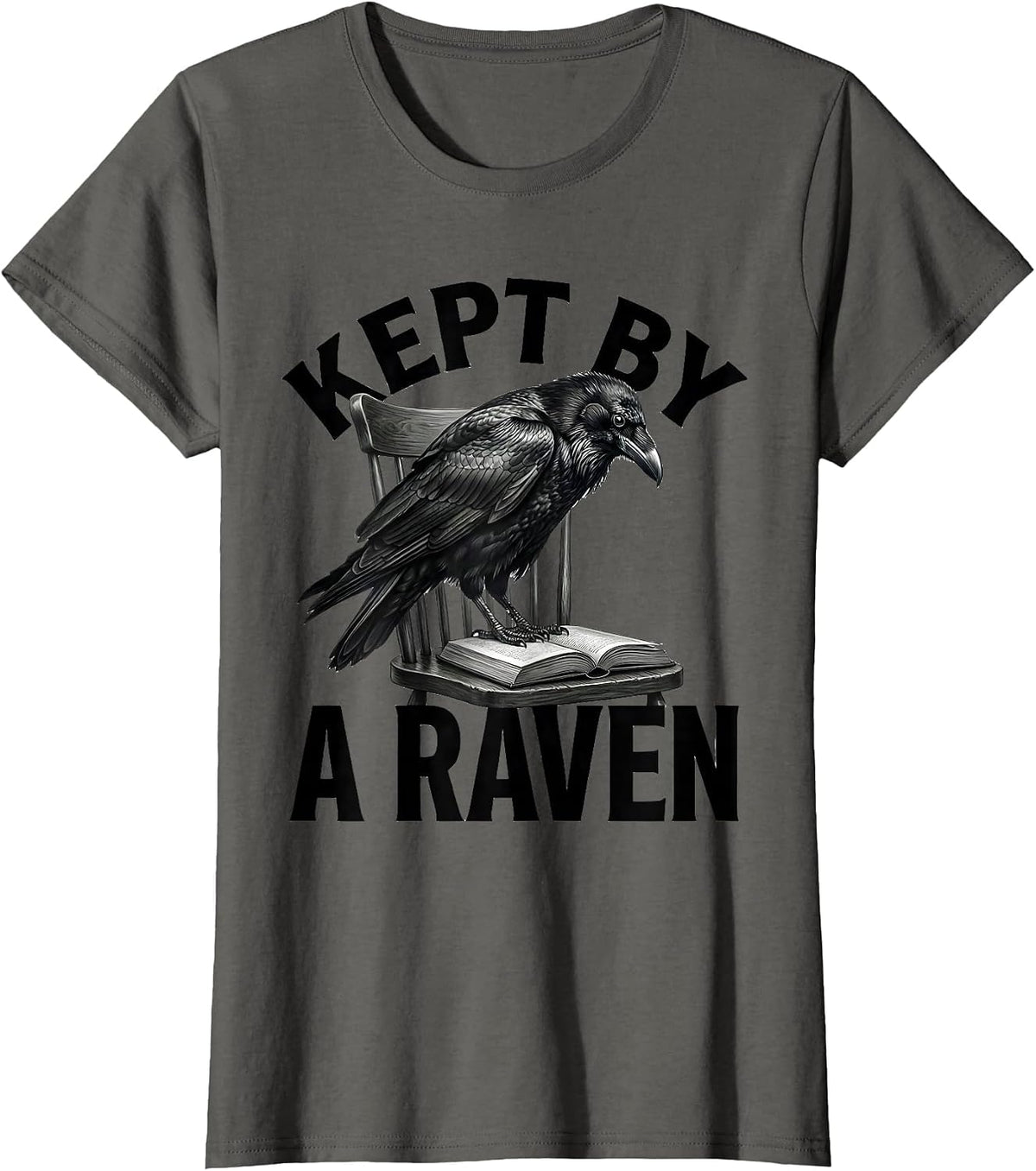 Women's Kept By A Raven Gothic Dark Humor Raven Lover T-Shirt - Asphalt Grey