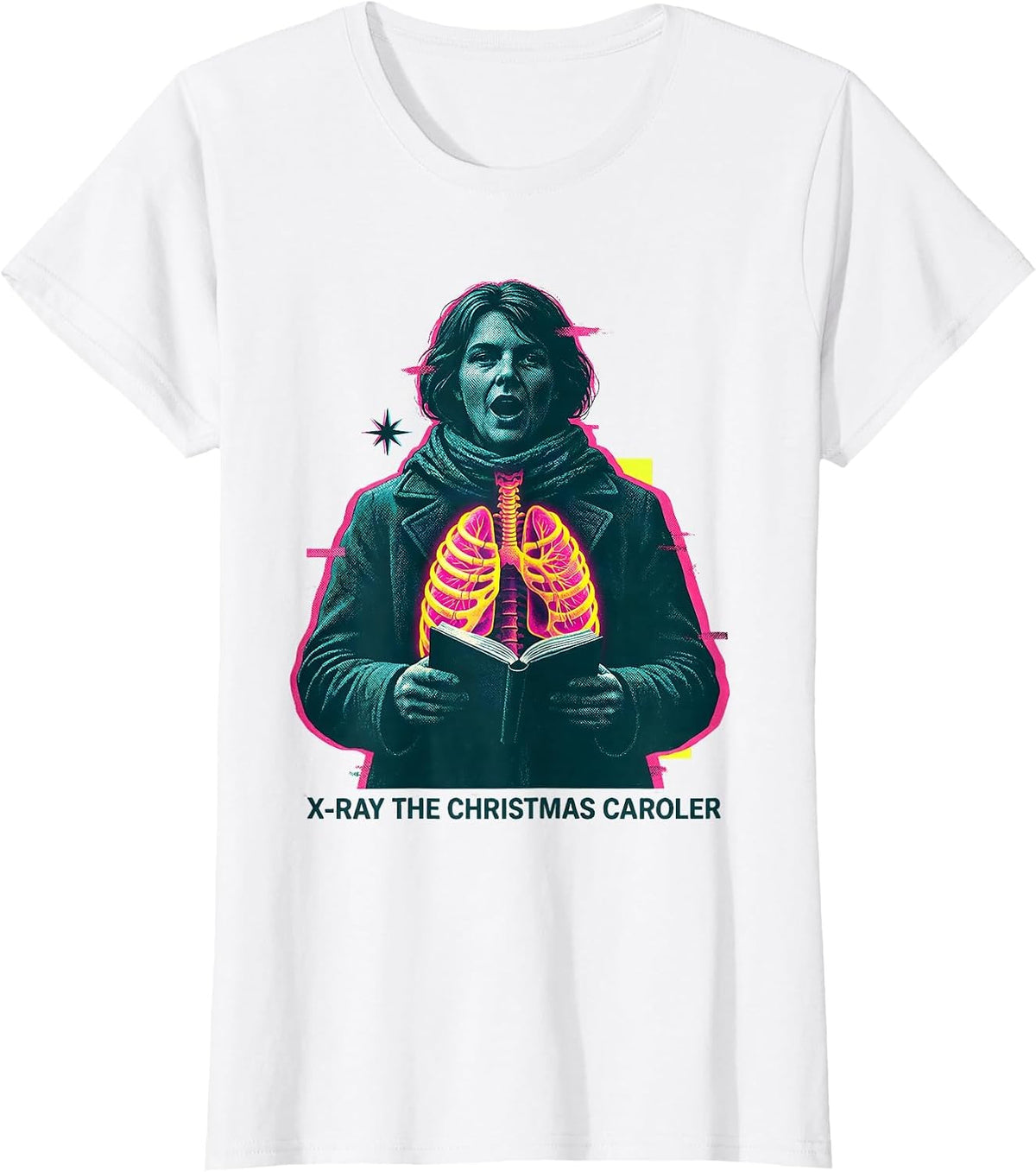 Women's X-Ray The Christmas Caroler Funny Radiology Tech Christmas T-Shirt - White