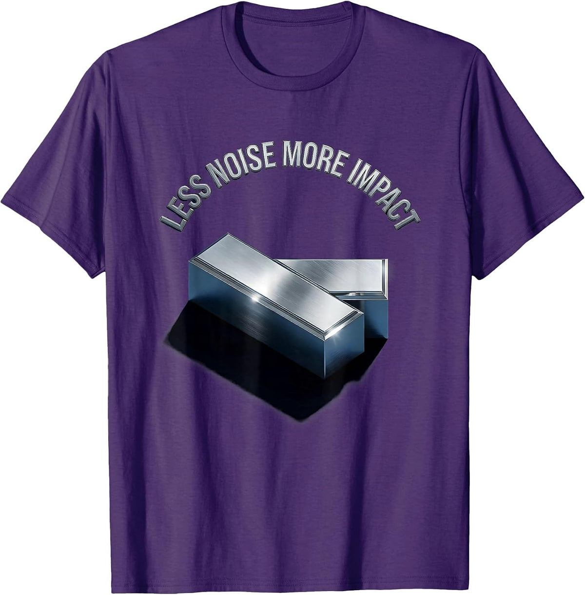 Less Noise More Impact Minimalist Statement Design T-Shirt - Purple