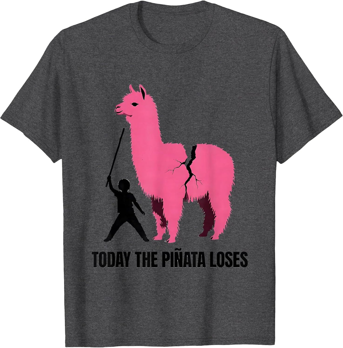 Today The Piñata Loses Funny Llama Pinata Birthday Boy Gamer T-Shirt - Dark Heather Grey