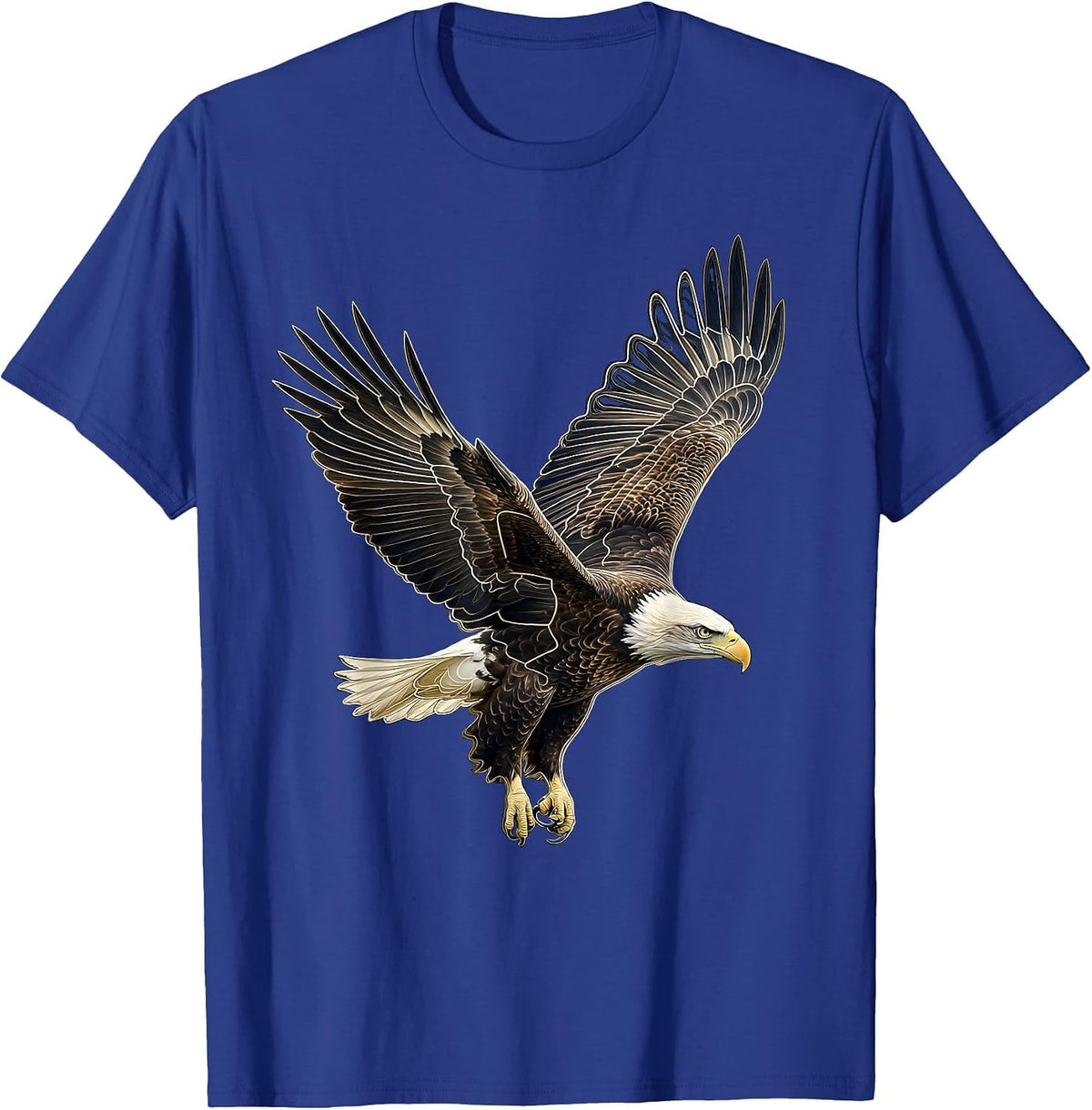Men's Bald Eagle Topographic Contour Patriotic Wildlife T-Shirt - Royal Blue