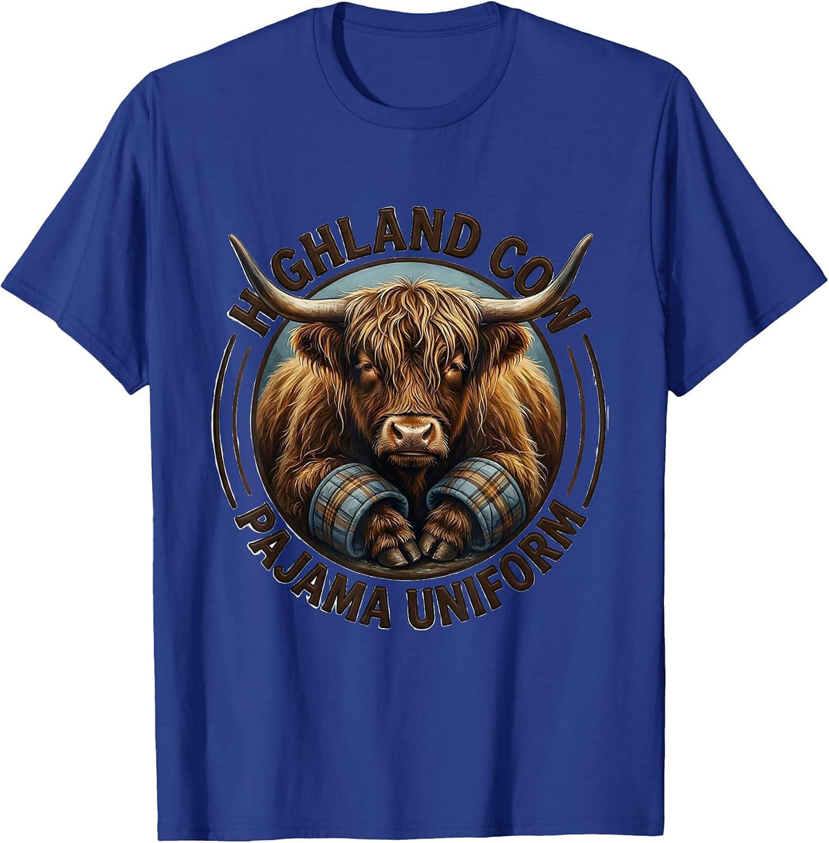Highland Cow Pajama Uniform Storybook Cozy Sleepwear Gift T-Shirt - Royal Blue