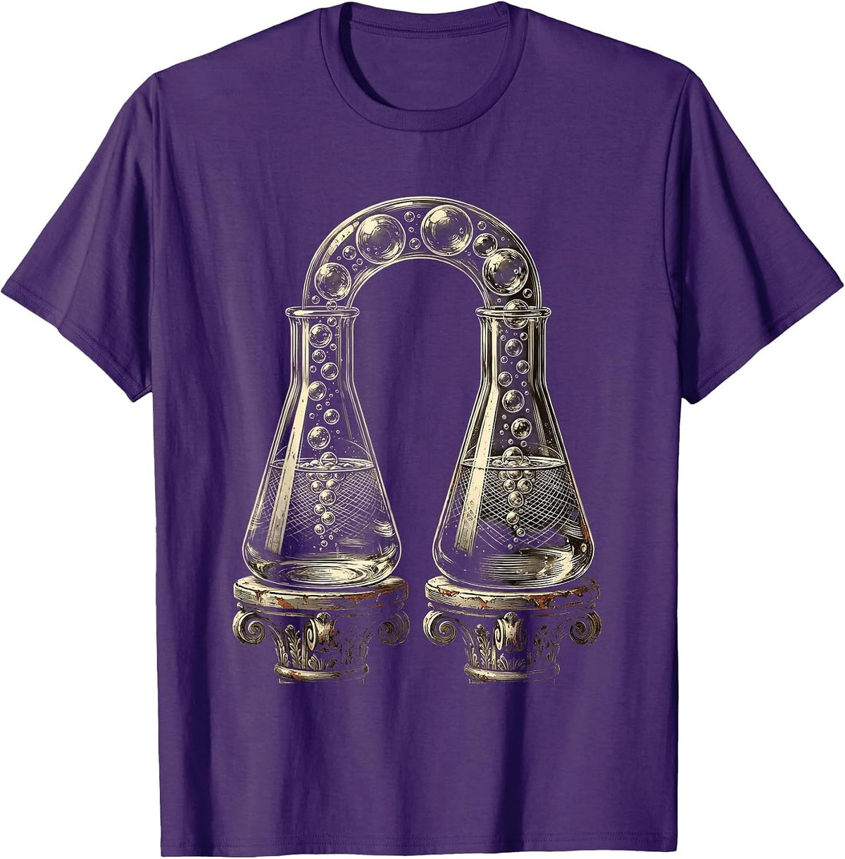 Science Teacher Chemistry Flask Bubbling Lab Design T-Shirt - Purple