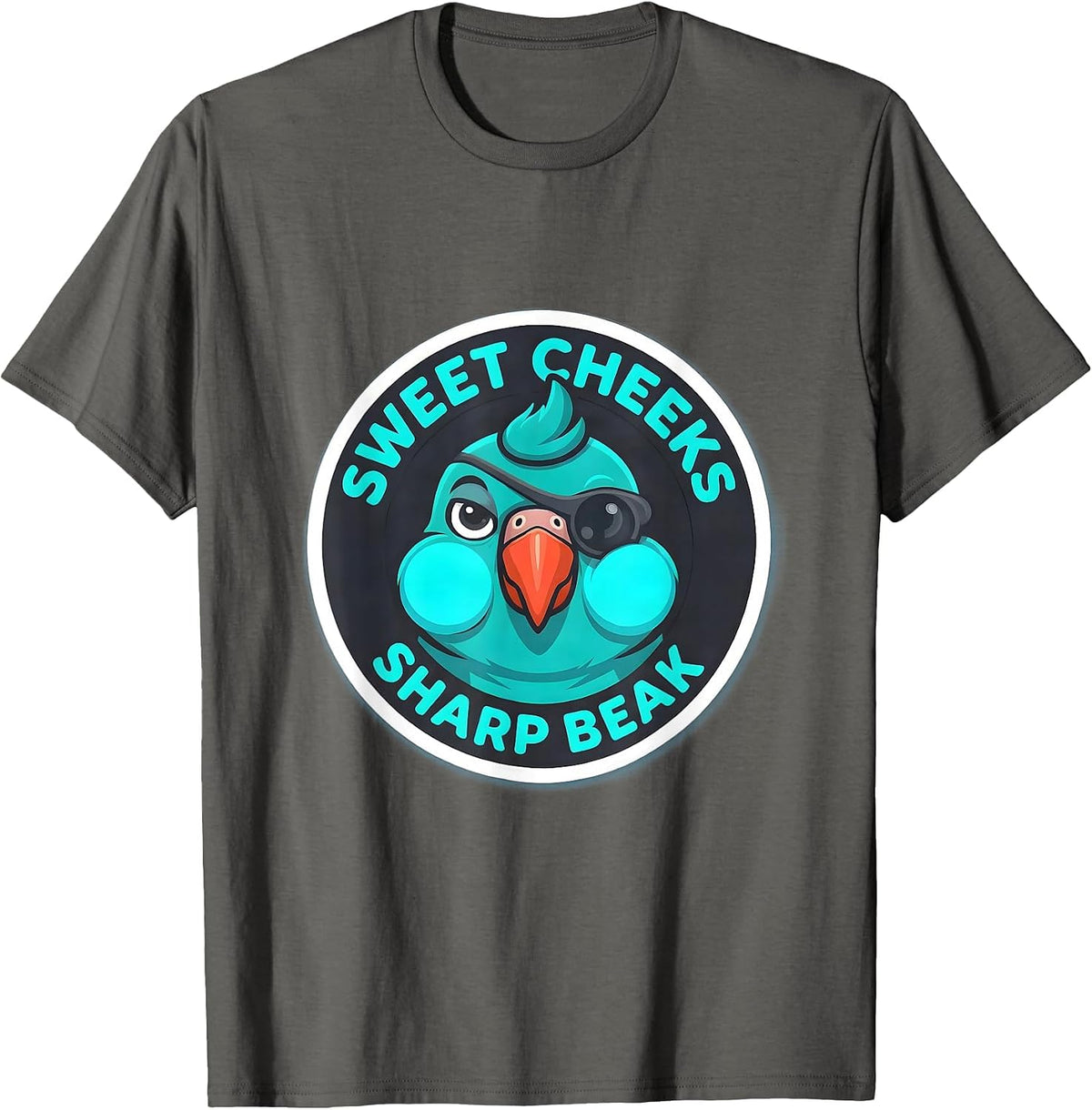 Sweet Cheeks Sharp Beak Funny Parakeet Mascot Bird Lover T-Shirt - Asphalt Grey
