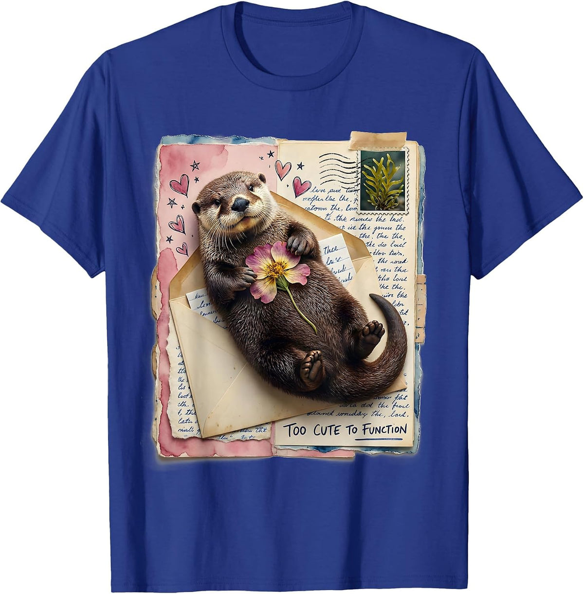 Men's Too Cute To Function Sea Otter Design T-Shirt - Royal Blue
