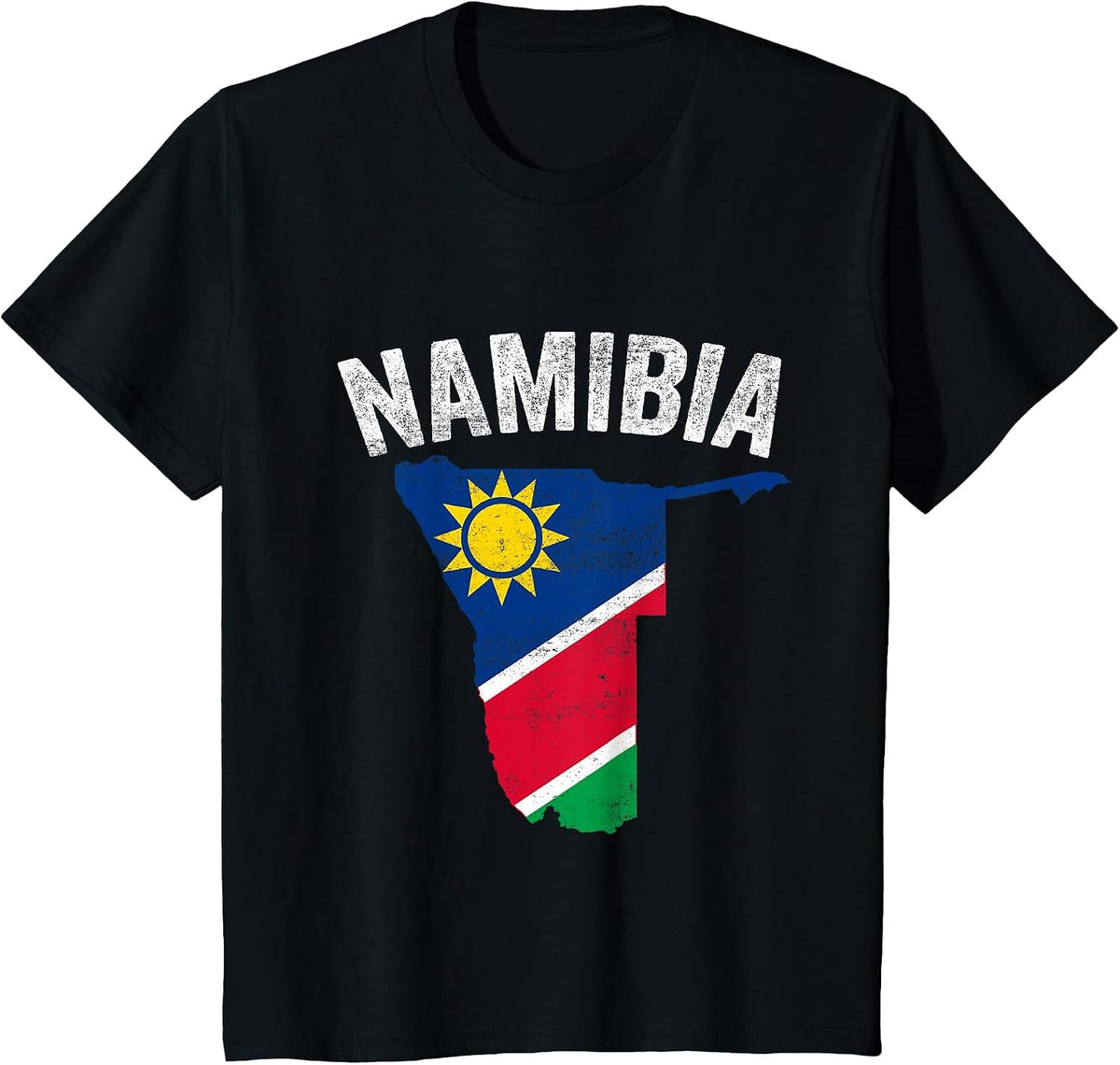 Distressed Retro Namibia Flag Namibia Map Patriotic T-Shirt - Black