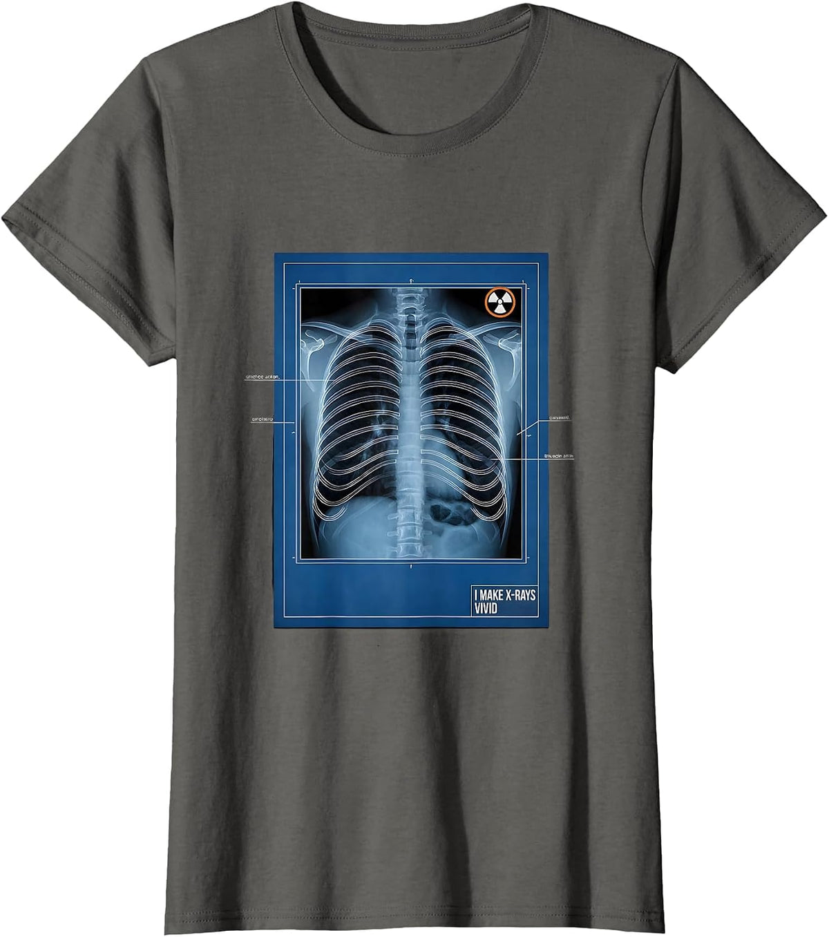 Women's I Make X-Rays Vivid Technical Blueprint Radiology Tech Rad T-Shirt - Asphalt Grey