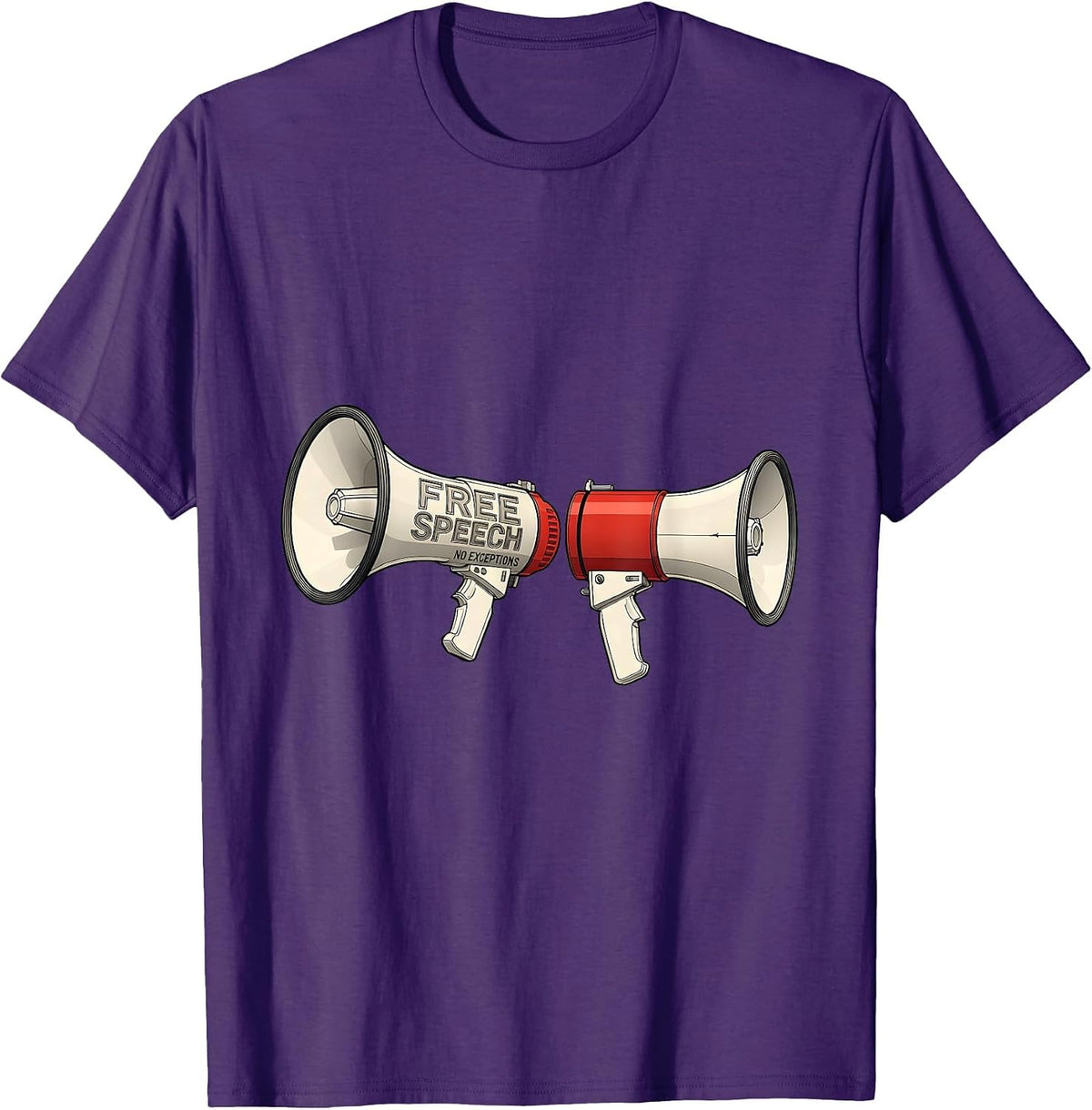 Men's Free Speech No Exceptions Bold Statement Design T-Shirt - Purple