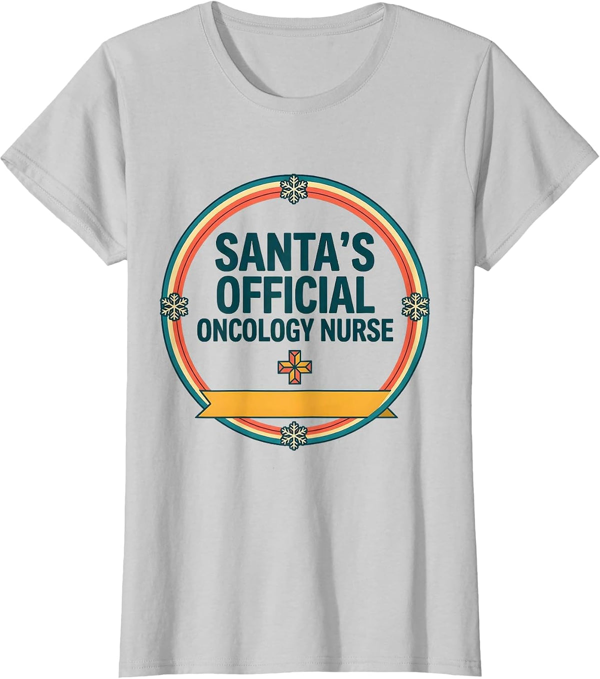 Santa's Official Oncology Nurse Funny Christmas Nurse Gift T-Shirt - Silver Grey