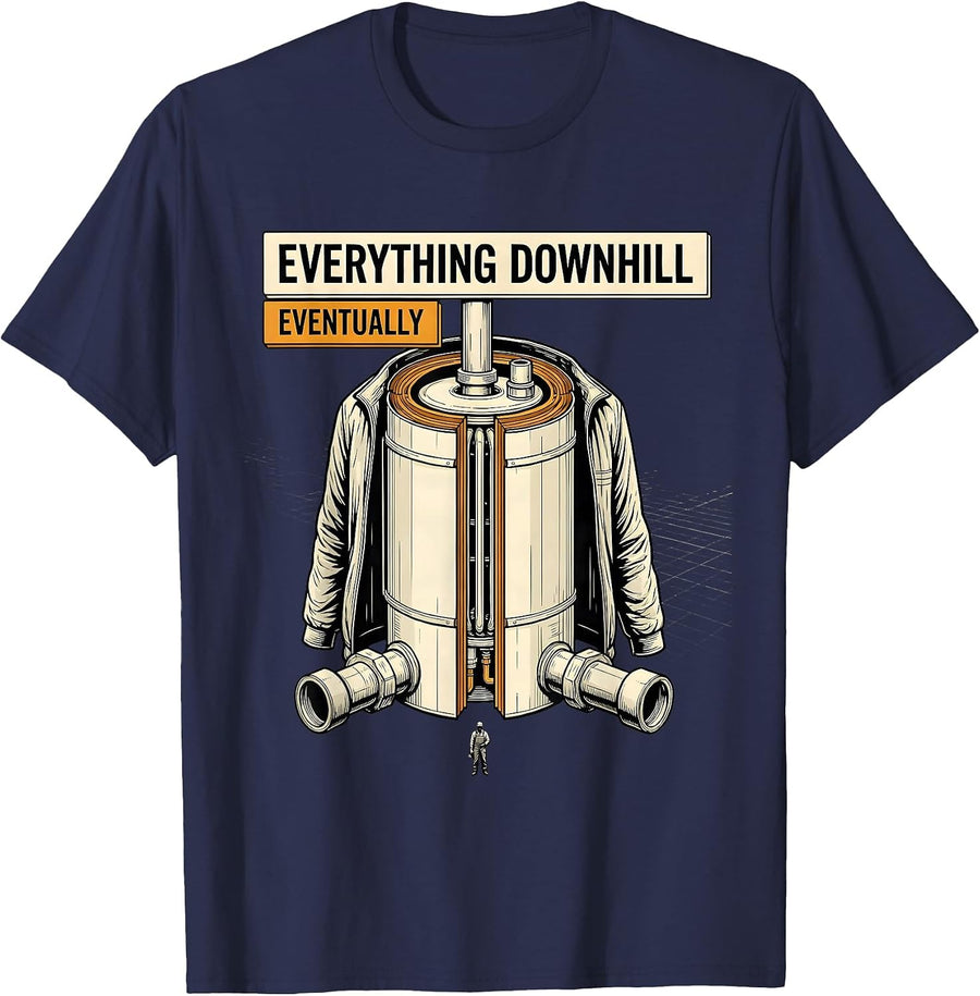 Everything Downhill Eventually Funny Plumber Sarcastic Work T-Shirt - Navy Blue