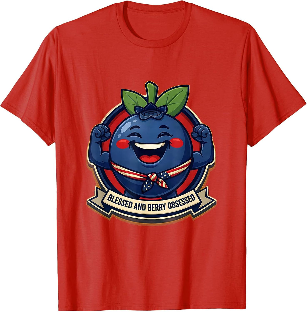 Men's Blessed and Berry Obsessed Red White and Blueberries T-Shirt - Red