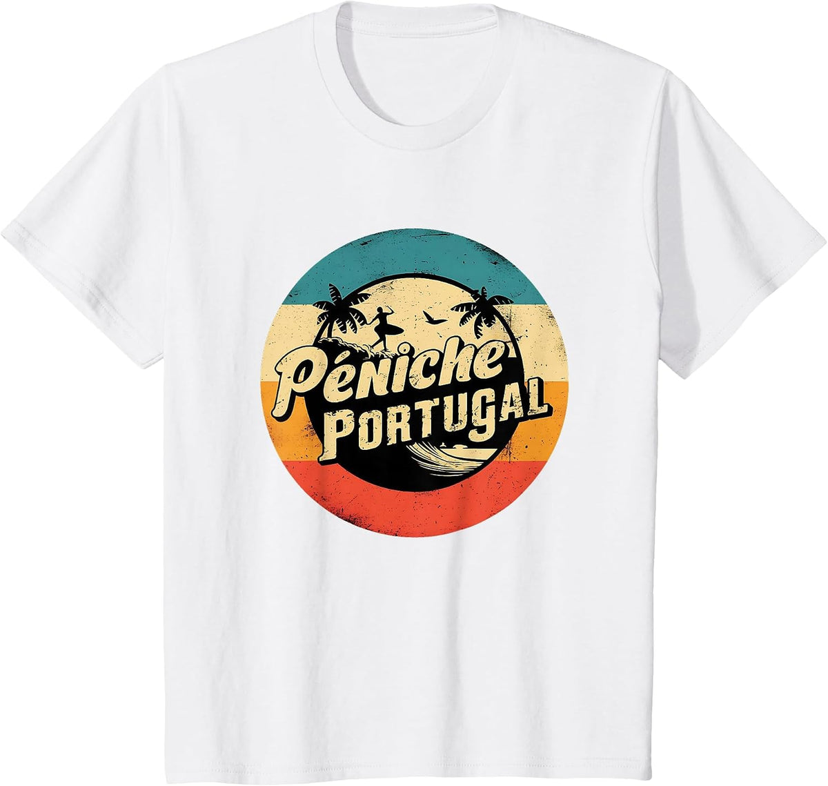 Péniche Portugal City Passionate About Surfing Waves T-Shirt - White