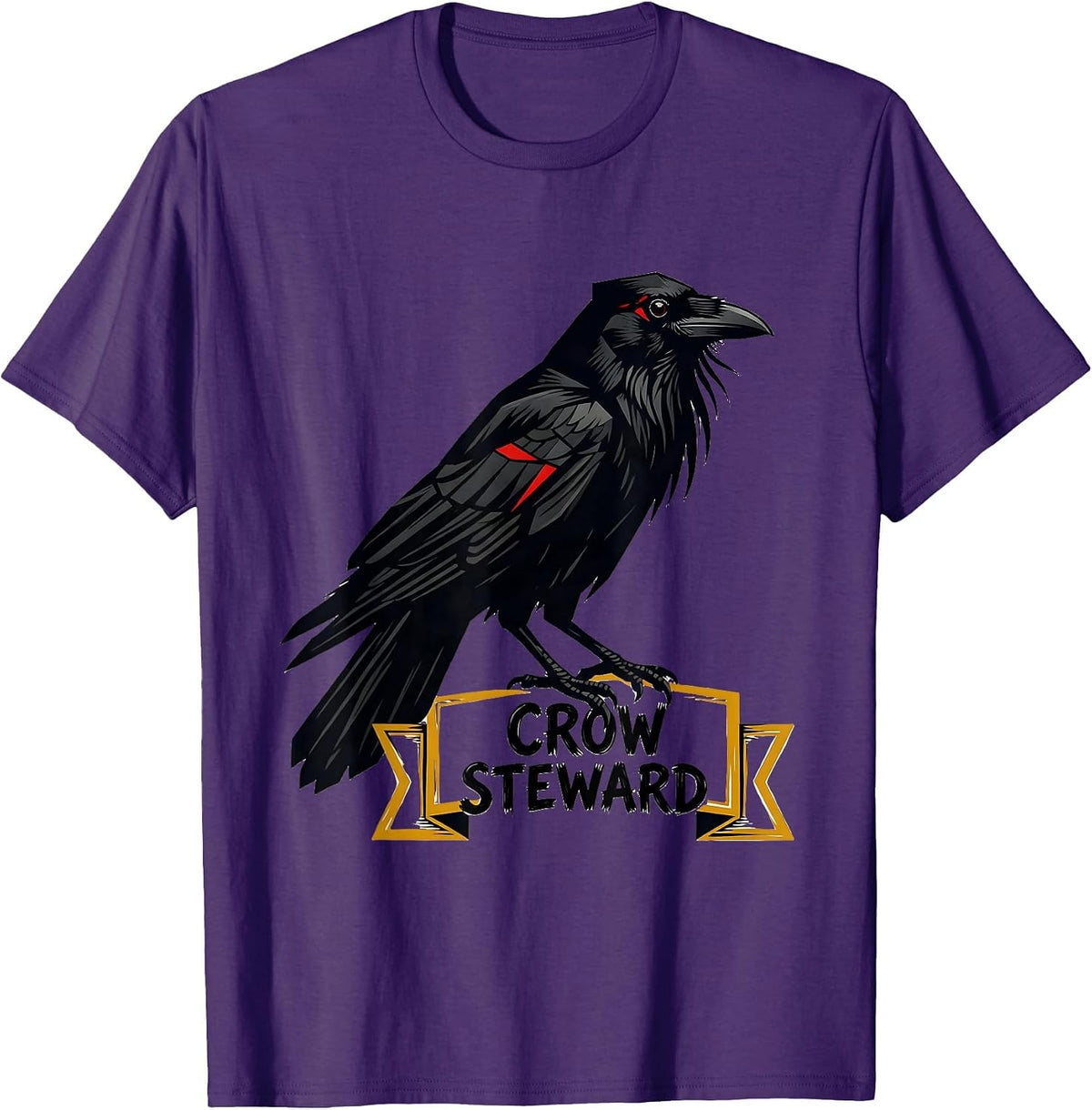 Men's Crow Steward Gothic Nature Raven Bird Enthusiast Dark Humor T-Shirt - Purple