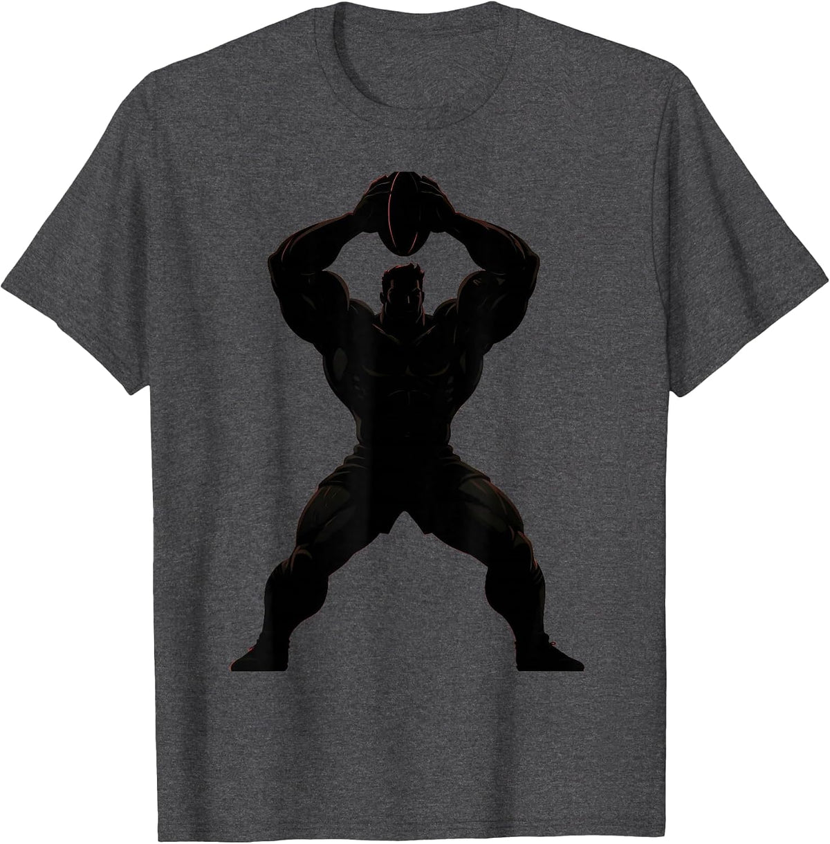 Rugby Player Holding Ball Aloft Graphic T-Shirt - Dark Heather Grey