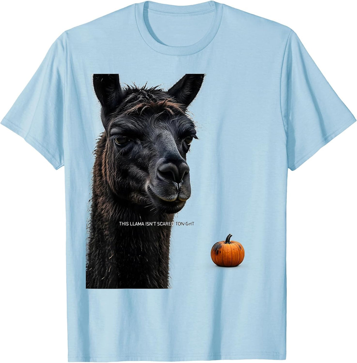 Men's This Llama Isn't Scared Tonight Funny Llama Lover Halloween T-Shirt - Baby Blue