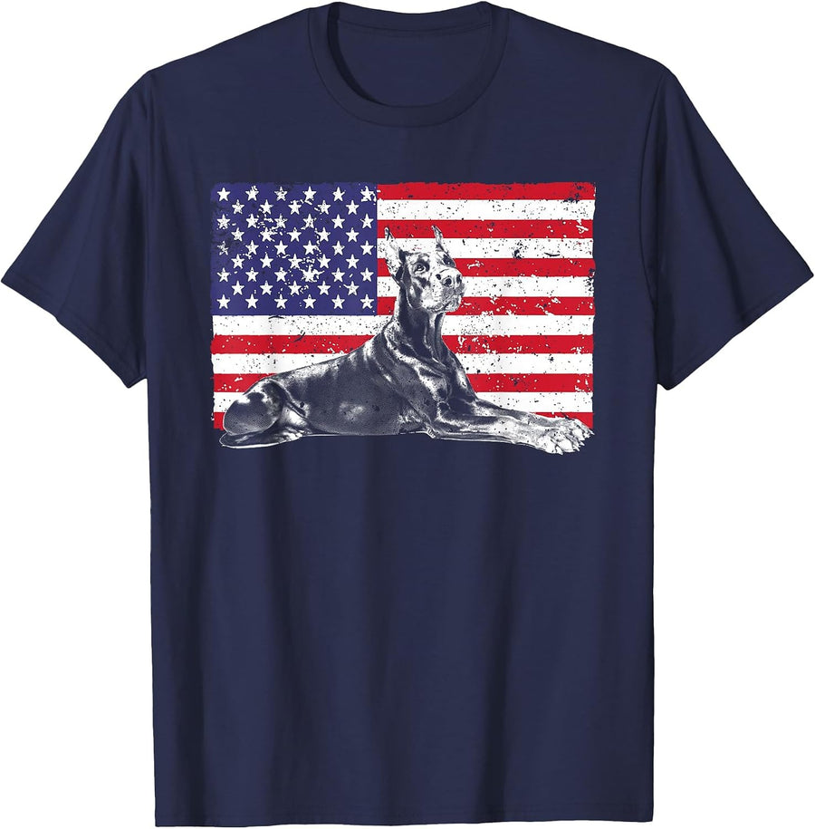 Cool Doberman Dog Art for Men Women Doberman Pinscher Lovers T-Shirt - Navy Blue
