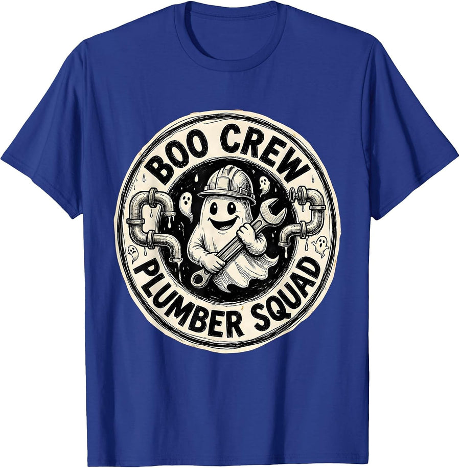 Boo Crew Plumber Squad Halloween Design T-Shirt - Royal Blue