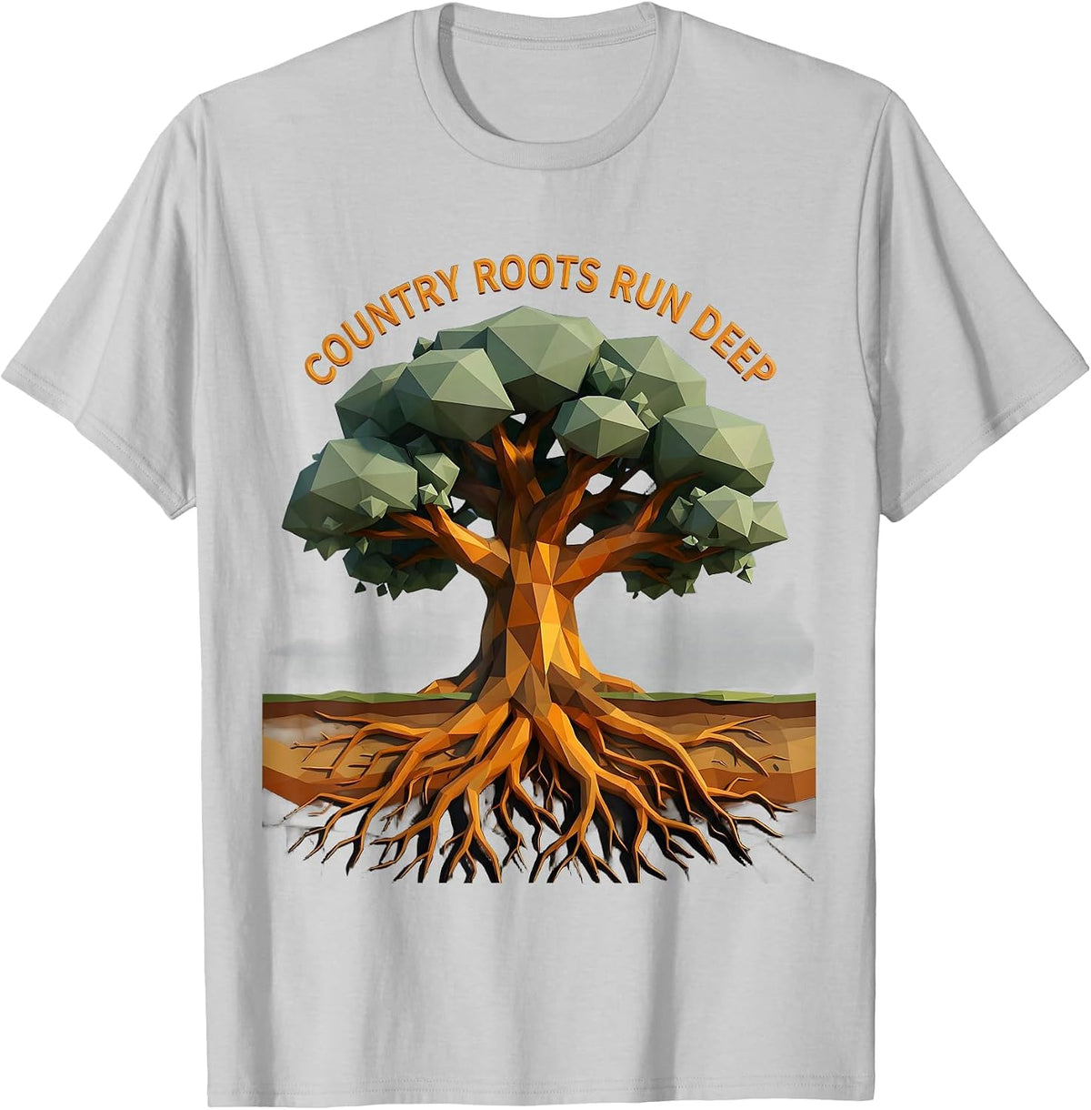 Men's Country Roots Run Deep Patriotic Pride Design T-Shirt - Silver Grey