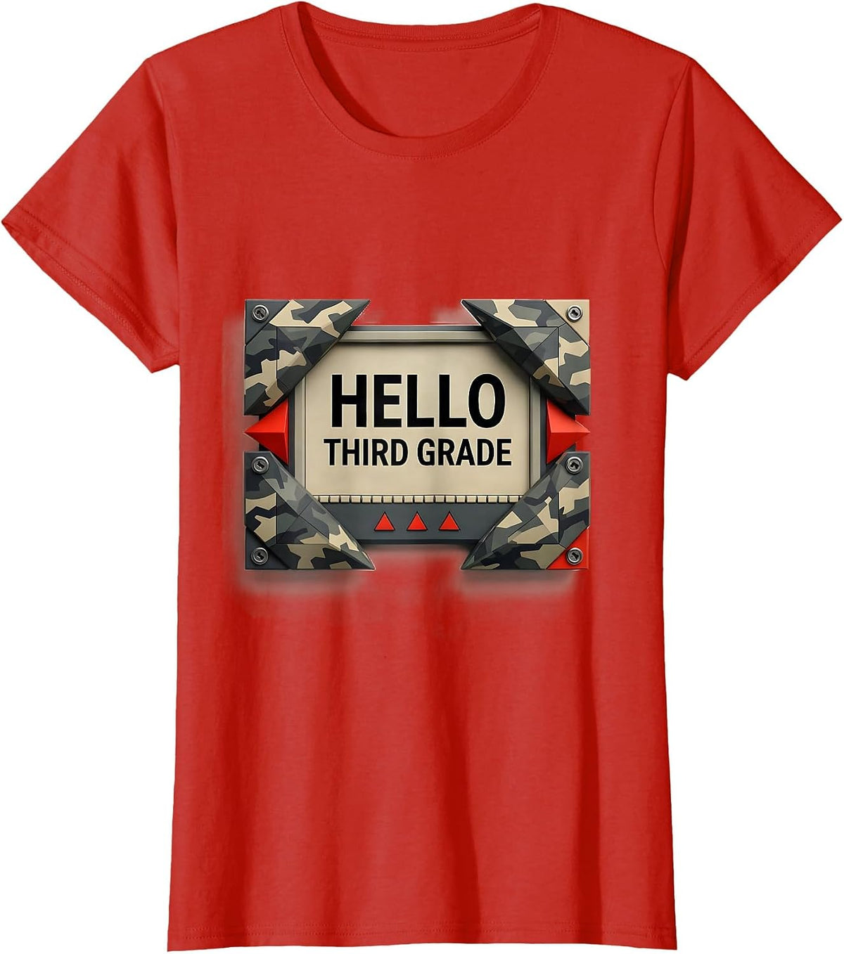 Hello Third Grade Geometric Camo Back To School Boys T-Shirt - Red