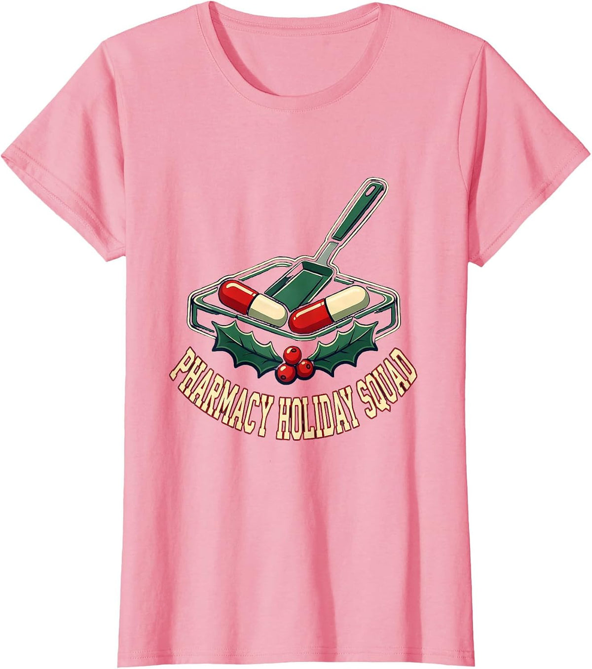 Women's Pharmacy Holiday Squad Funny Pharmacy Tech Christmas T-Shirt - Pink