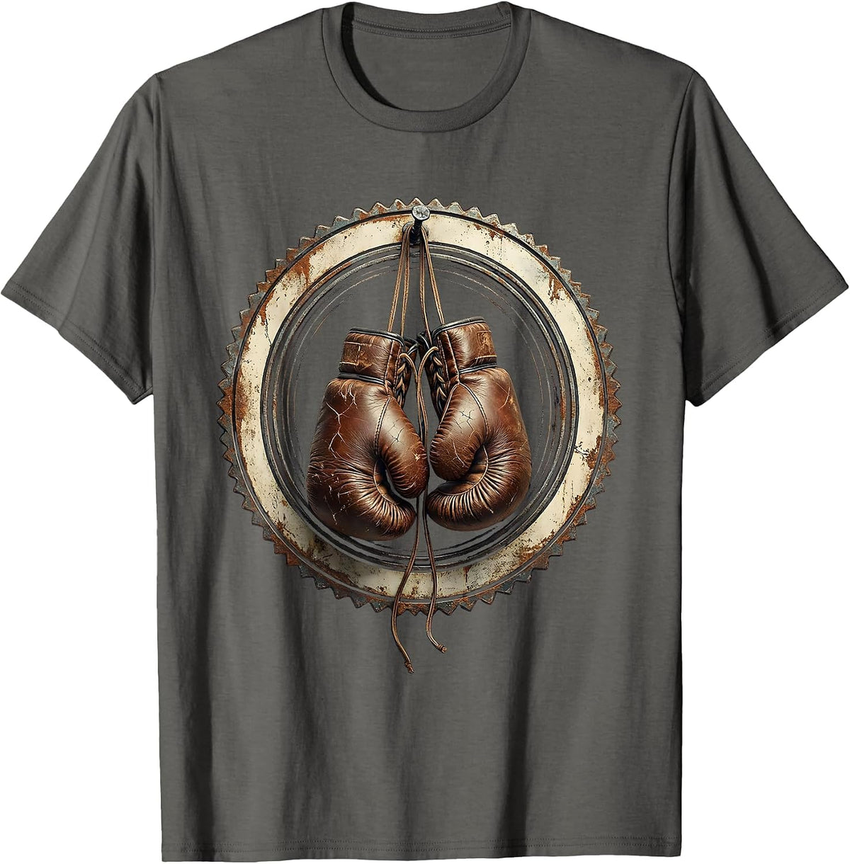 Vintage Boxing Gloves Hanging From Nail T-Shirt - Asphalt Grey
