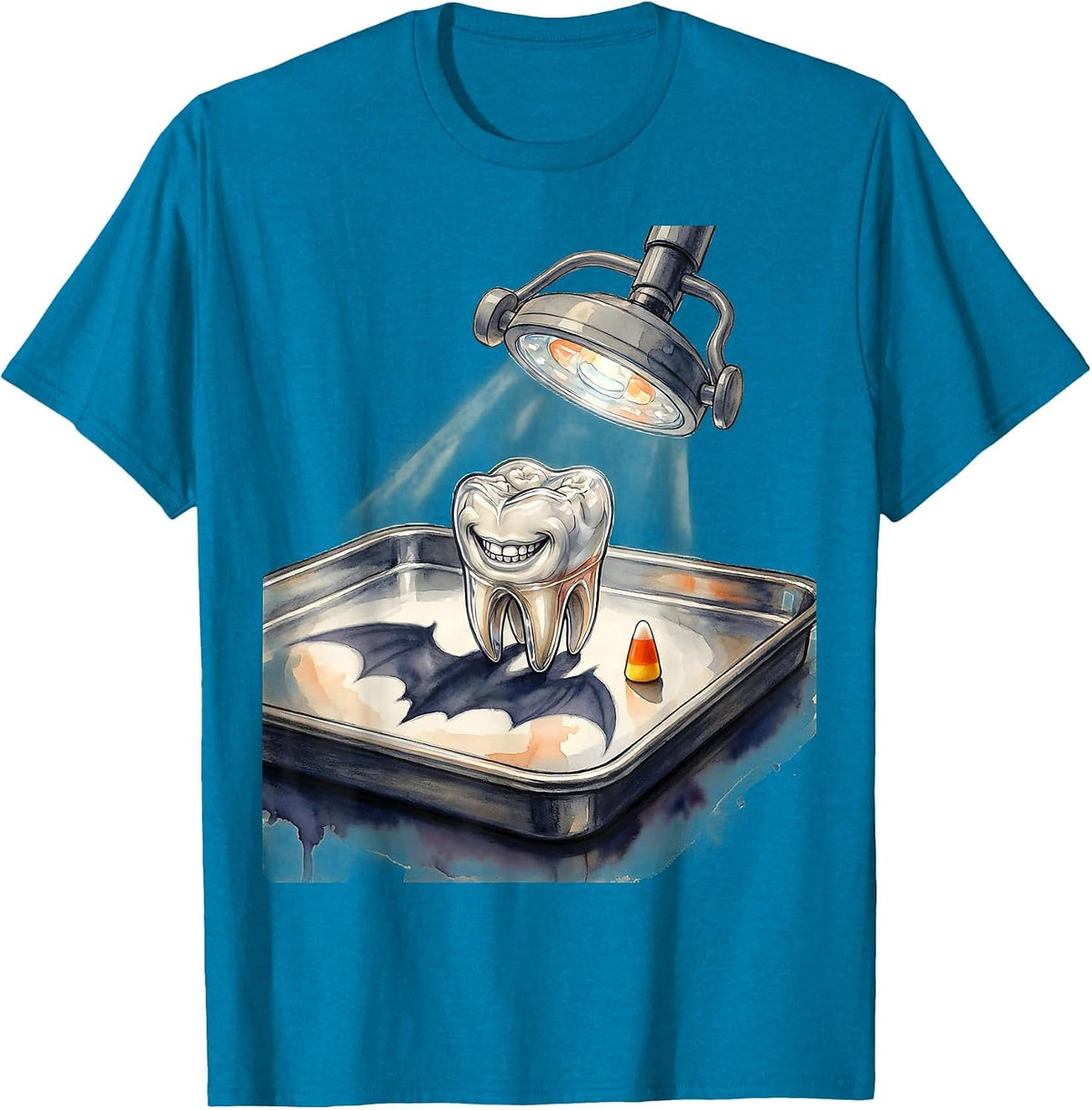 Smiling Molar Halloween Dentist Dental Humor Costume T-Shirt - Sapphire Blue