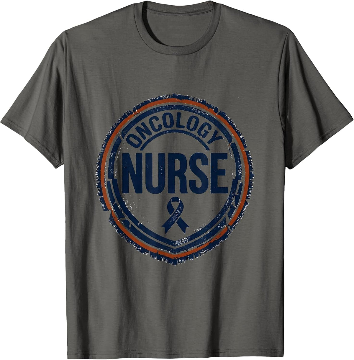Oncology Nurse Rubber Stamp Healthcare Professional Gift T-Shirt - Asphalt Grey