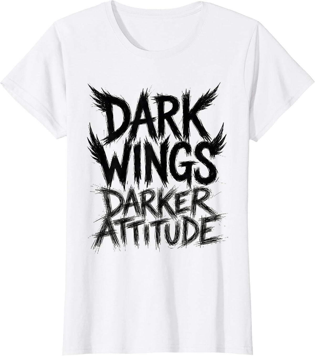 Dark Wings Darker Attitude Crow Graphic Design T-Shirt - White