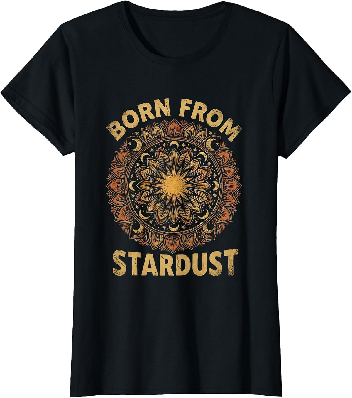Born from Stardust Galaxy Space Design T-Shirt - Black