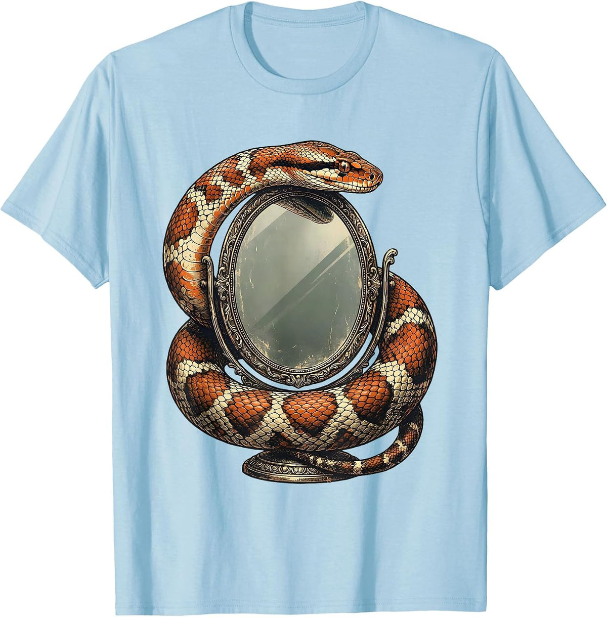 Men's Feminist Snake and Hand Mirror Graphic Tee T-Shirt - Baby Blue